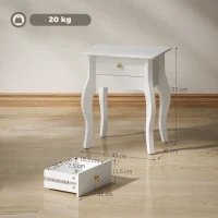 HOMCOM Juego de 2 mesas auxiliares, mesita de café con patas curvas, mesa de centro para salón, dormitorio, 45 x 35 x 55 cm, blanco(m-3)