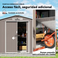 Outsunny Caseta de Jardín 213x130x185 cm Cobertizo Metálico de Exterior para Almacenamiento de Herramientas Gris(m-5)
