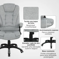 Vinsetto Cadeira de Escritório com 6 Pontos de Massagem Reclinável até 130° com Função de Aquecimento 65x71x110-120 cm Cinza(m-7)