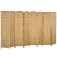 HOMCOM 8-teiliger Raumtrenner, Faltbarer Sichtschutz, Sichtschutzwand für Wohnzimmer, Schlafzimmer, Homeoffice, Natur(m-10)