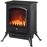 HOMCOM Chimenea Decorativa con Efecto de Llama Termostato y Protección contra Sobrecalentamiento 45x28x54 cm Negro(m-10)