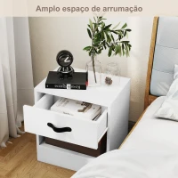 HOMCOM Conjunto de 2 Mesas de Cabeceira para Dormitório Estreitas com Gaveta e Compartimento Aberto 39x28x41 cm Branco(m-5)