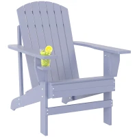 Outsunny Fauteuil de jardin Adirondack grand confort porte-gobelet intégré bois de sapin traité peint gris(m-1)