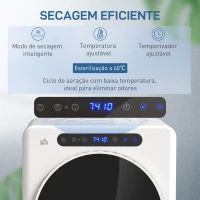 HOMCOM Máquina de Secar 3 KG 1000W Função Antirrugas Função Esterilizar Temporizador Ecrã LED Tátil Tambor Aço Inoxidável 49x43x61 cm Branco(m-4)