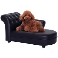 PawHut Divano Chaise Longue Elegante Imbottito Portata 10kg Animali Domestici 82.5 × 45 × 41.5cm Nero(m-1)