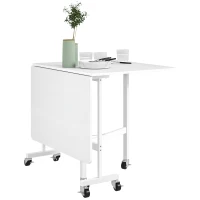 HOMCOM Mesa de Comedor Plegable para 4-6 Personas con Ruedas y Alas Abatibles Mesa Abatible para Cocina 120x80x73 cm Blanco(m-10)