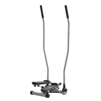HOMCOM Stepper Fitness con Maniglia e Bande Elastiche, Stepper con Monitor LCD per Allenamento a Casa e Palestra, Argento(m-1)