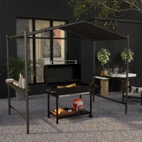 Outsunny Grilltent Grilldak, weerbestendig, inclusief zijvakken, 277 x 149 x 230 cm, Donkergrijs(m-10)