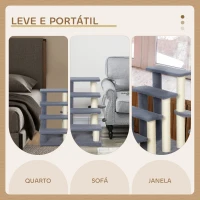 PawHut Arranhador para Gatos de 4 Níveis Escada para Animais de Estimação Revestida com Franela Suave Poste de Sisal Bola Suspensa 60x40x64 cm Cinzento(m-7)