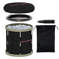 SPORTNOW 210L Outdoor Ice Bath Tub, with Lid, Cover, Carry Bag, Black(m-10)