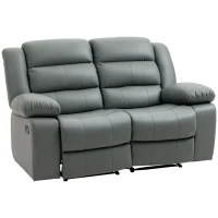 HOMCOM Relax-Sofa für 2 Personen, verstellbare Fußstützen und 135° Neigungswinkel, 168 cm x 98 cm x 102 cm, Grau(m-1)