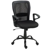 HOMCOM Sedia da Ufficio con Altezza Regolabile e Tessuto a Rete, Seduta Girevole e Inclinazione, Nero(m-1)