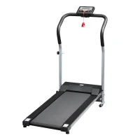HOMCOM Tapis de course Fitness électrique pliable - 1 à 10 Km/h - écran LCD multifonctions - puissance 500 W - gris clair noir(m-11)