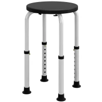 HOMCOM Banqueta de Ducha ajustable en Altura Asiento de Ducha Ergonómico Patas antideslizantes Carga Máx. 136 Kg alu HDPE Negro(m-1)