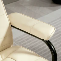 HOMCOM Swivel Recliner Chair and Footstool, Faux Leather Massage Recliner Armchair with Remote Control and Round Wrapped Base, Cream White(m-9)