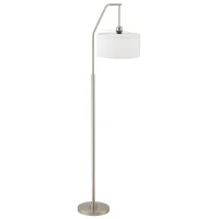 HOMCOM Lampada da Terra Moderna in Acciaio con Paralume in Tessuto Bianco, 61x33x160cm(m-1)