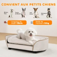 PawHut Canapé pour chien canapé pour animal de compagnie avec coussin amovible et housse lavable 66 x 43 x 19,5 cm beige(m-4)