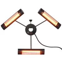 Outsunny Calefactor Eléctrico Exterior por Infrarrojos con Control Remoto y 1000W/2000W/3000W Sombrilla Ø87x22cm Negro(m-1)