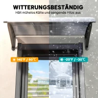 Outsunny Vordach, Haustürvordach, Überdachung für Eingänge und Fenster, 100L x 75B x 23H cm, Schwarz(m-6)