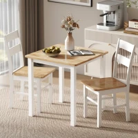 HOMCOM Tavolo da pranzo in legno di gomma, per fino a 4 persone, pad antiscivolo, Legno naturale(m-2)