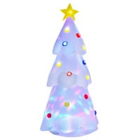 HOMCOM Albero di Natale Bianco Gonfiabile 245cm Gigante e Impermeabile con Luci a LED, Decorazione Natalizia per Esterni(m-1)