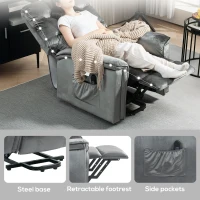 HOMCOM Velvet-Feel Electric Lift Recliner Chair - Dark Grey(m-7)