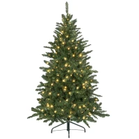 HOMCOM Árbol de Navidad Artificial 150 cm con 220 Luces LED 588 Ramas y Patas de Metal Árbol Navideño para Interior Verde(m-1)