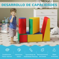 HOMCOM Juego de 5 Bloques de Espuma para Niños Bloques de Psicomotricidad Figuras de Construcción Multicolor(m-7)