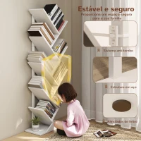 HOMCOM Estante em Forma de Árvore de 9 Níveis Estante de Livros com 9 Prateleiras e Estrutura de Aço 50x24x136 cm Branco(m-5)