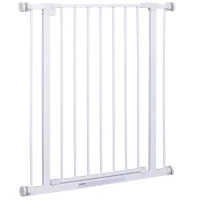 PawHut Barrière de sécurité longueur réglable dim. 76-82l x 76H cm sans perçage métal plastique blanc(m-11)