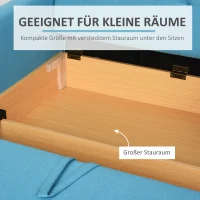 HOMCOM Schlafsofa, 2er-Sofa, mit verstecktem Stauraum, Polyester, Hellblau, 152 x 101 x 81cm(m-5)