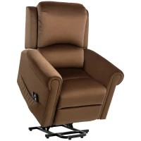 HOMCOM Poltrona Alzapersona Reclinabile a 135° e Massaggiante con Telecomando, 88x92x106 cm, Marrone Scuro(m-1)