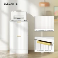 HOMCOM Bloco de Gavetas de Escritório com 2 Gavetas Frentes Caneladas Móvel para Arquivo para Tamanho A4 ou Carta 40x40x71 cm Branco(m-7)