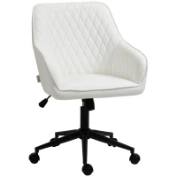 Vinsetto Silla de Oficina Basculante de Cuero PU con Altura Ajustable para Dormitorio Estudio 59x60x90-100 cm Blanco(m-1)