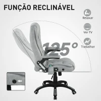 Vinsetto Cadeira de Escritório com 6 Pontos de Massagem Reclinável até 130° com Função de Aquecimento 65x71x110-120 cm Cinza(m-5)
