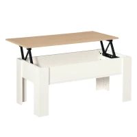 HOMCOM Höhenverstellbarer Couchtisch, Wohnzimmertisch mit verborgenem Stauraum, moderner Stil, für Wohnzimmer, Büro, 100x50x45cm, weiß(m-6)