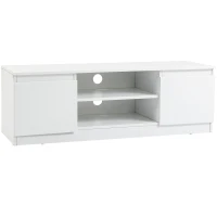 HOMCOM Mesa de TV de Salón con 2 Puertas 2 Estantes Abiertos Mueble para Televisores de 55 Pulgadas 120x39,5x40 cm Blanco(m-1)