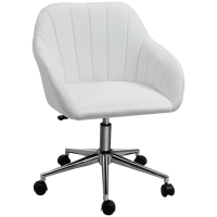 Vinsetto Silla de Oficina Ergonómica Silla de Escritorio Giratoria con Altura Ajustable Respaldo y Reposabrazos de Piel Sintética Carga 120 kg 60x59x79-89 cm Blanco