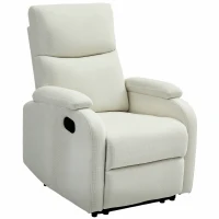 HOMCOM Fotoliu Recliner din In cu Suport Reglabil pentru Picioare, 69x91,5x103 cm, Alb crem(m-1)