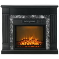 HOMCOM Camino Elettrico da Terra con Timer, Fiamma e Temperatura Regolabile, 80x21.6x67.8 cm, Nero