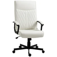 Vinsetto Cadeira de Escritório Giratória 360° com Encosto Alto Altura Ajustável e Função de Inclinação 65x65x102-112,5cm Branco creme(m-10)