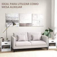 HOMCOM Conjunto de 2 Mesas de Cabeceira para Dormitório Estreitas com Gaveta e Compartimento Aberto 39x28x41 cm Branco(m-6)