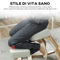 Vinsetto Sedia Ergonomica con Inginocchiatoio in Legno di Betulla e Cuscino, 51x69x58 cm, Crema(m-6)