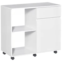 HOMCOM Filing Cabinet, Printer Stand with Open Storage Shelves and Drawer for Home Office, 80cm x 40cm x 73cm, White(m-10)