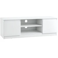 HOMCOM Mesa de TV de Sala com 2 Portas 2 Prateleiras Abertas Móvel para Televisores de 55 Polegadas 120x39,5x40 cm Branco(m-10)