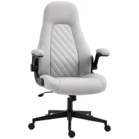 Vinsetto Sedia da Ufficio Ergonomica con Braccioli Ribaltabili e Altezza Regolabile, 67x70x112-122 cm, Grigio(m-1)