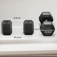 HOMCOM Haltères avec poignée texturée, haltère en fonte, 2 x 20kg pour la maison, salle de sport, entraînement musculaire(m-3)