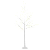 Outsunny Albero di Natale Bianco con Luci LED, Base Quadrata e Cavo di Alimentazione, in Acciaio e PP, 20x20x150(m-1)