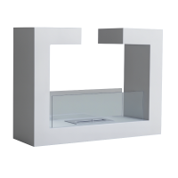 HOMCOM Caminetto a Bioetanolo da Tavolo 2000W in Acciaio Inossidabile Inodore con Vetro 78 x 25 x 58 cm Bianco