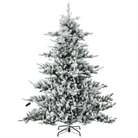 HOMCOM Weihnachtsbaum, Kunsttanne, 1,80m groß, üppige Form, realistisches Aussehen, schneebedeckte Zweige, Tannenzapfen(m-10)